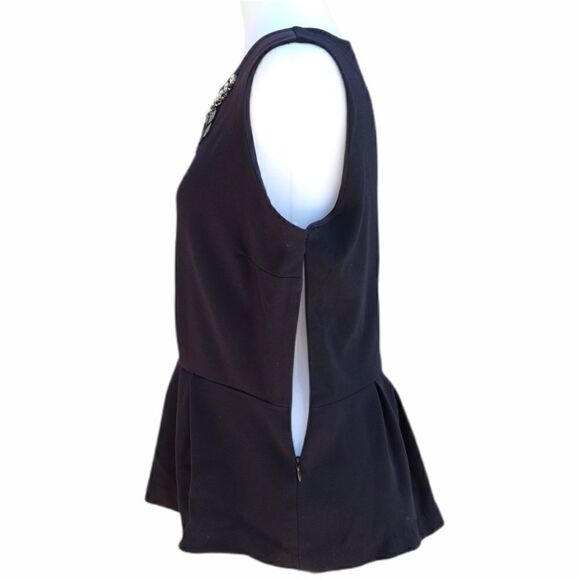 Worthington Peplum Embellished Black Top Size L - Picture 9 of 14